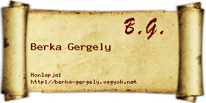 Berka Gergely névjegykártya